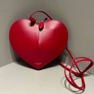 Alaia Red Heart-Shaped Leather Crossbody Bag